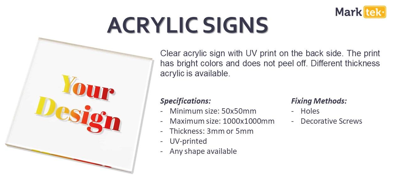 Acrylic signs specifications