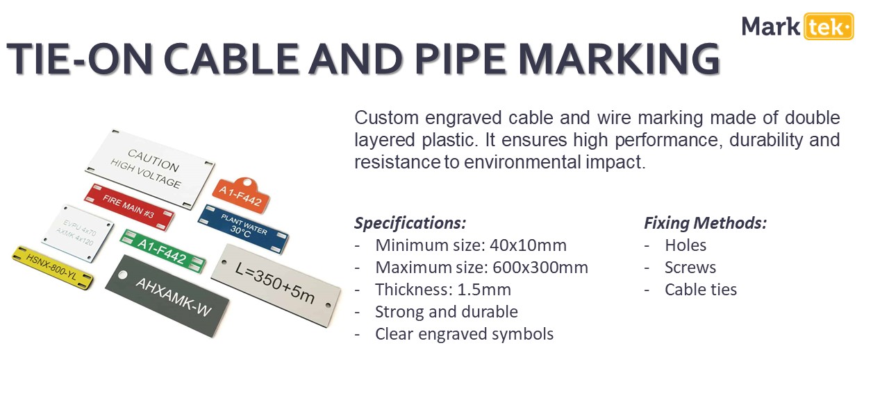 Tie-on cable and pipe marking specifications