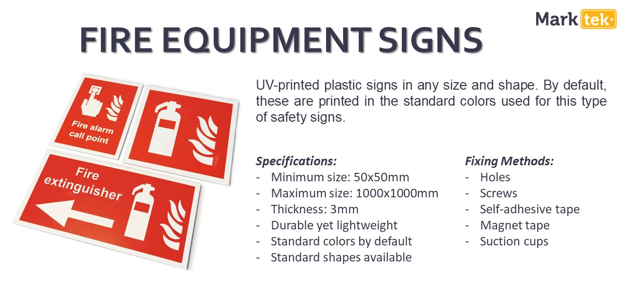 Fire equipment signs specifications