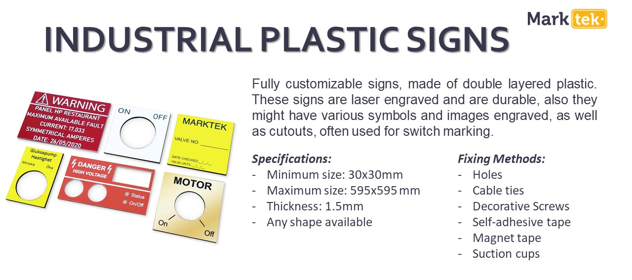 Industrial plastic signs specifications