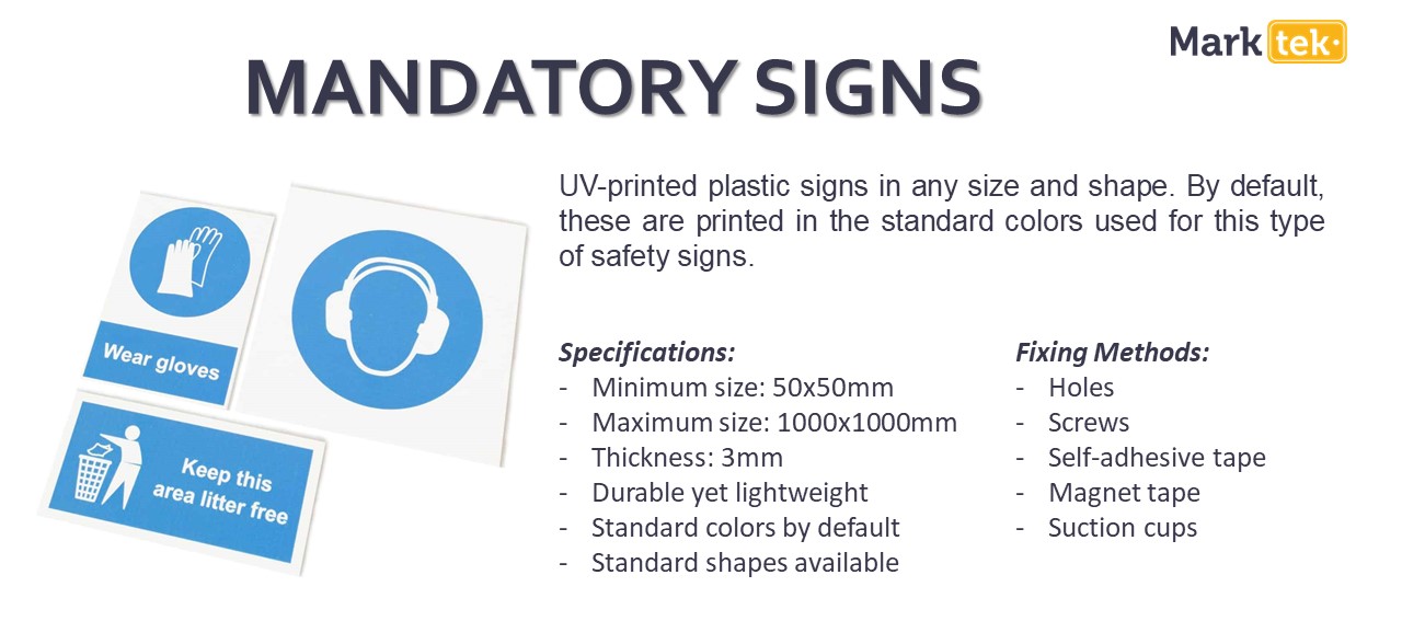 Mandatory signs specifications