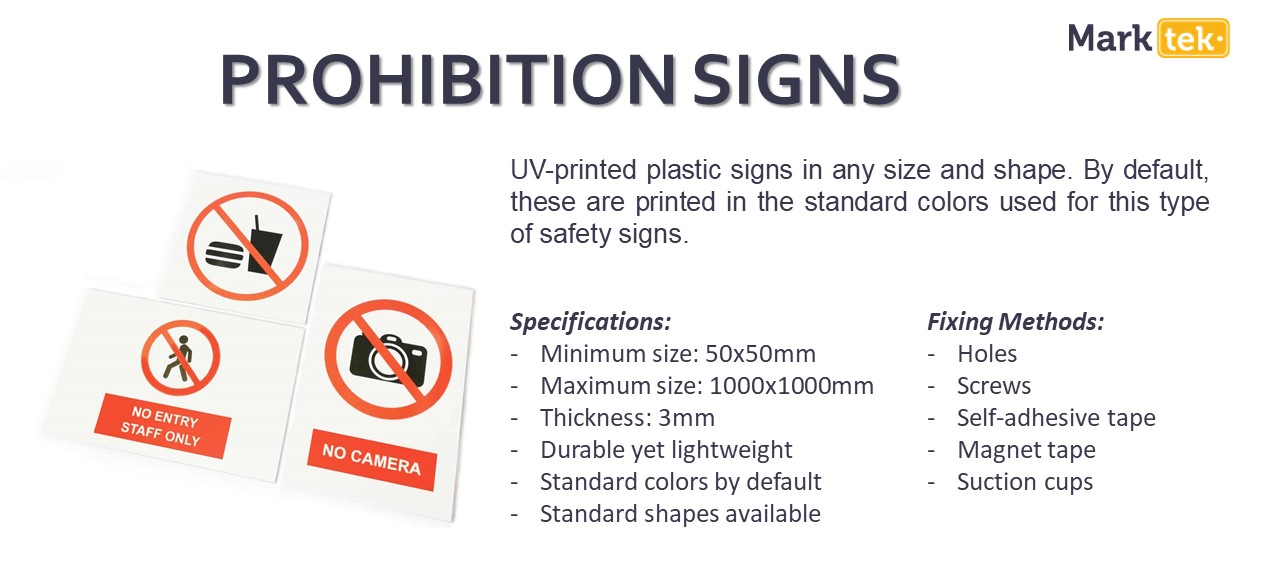 Prohibition signs specifications