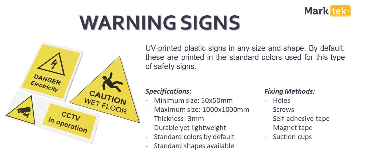 Warning signs specitications