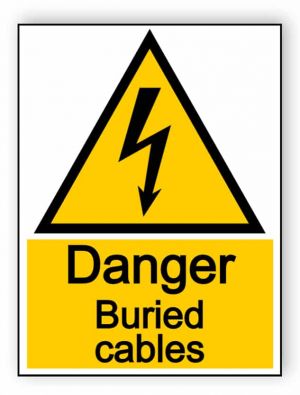 Danger buried cables - portrait sign