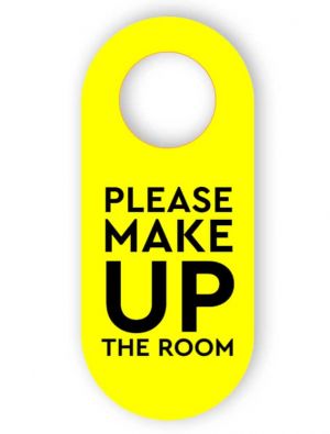 Make up the room - yellow door hanger