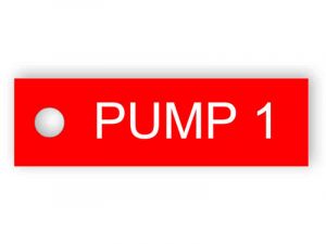 Pump 1 - plastic engraved sign with hole