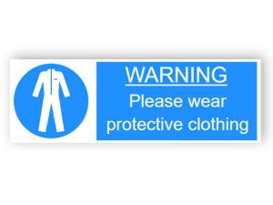 Warning - wear protective clothing - landscape sticker