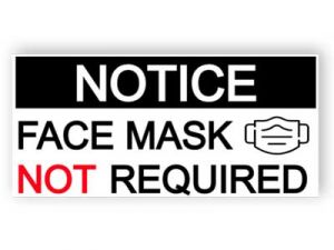 Notice - face mask not required - 150x70