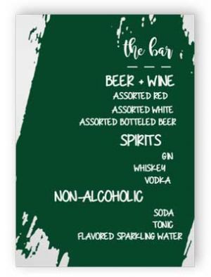 Acrylic Wedding Bar Menu Sign with Stand