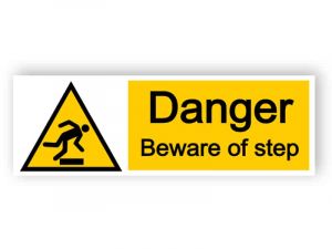 Danger beware of step - landscape sign