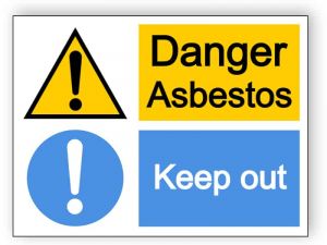 Danger asbestos/keep out - large landscape sign