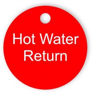 Hot water return - round plastic tag