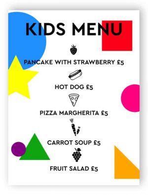 Kids menu