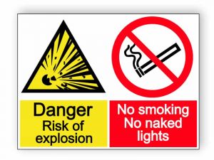 No smoking - risk of explosion - landscape sign