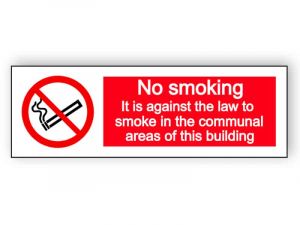 No smoking in communal area - landscape sign