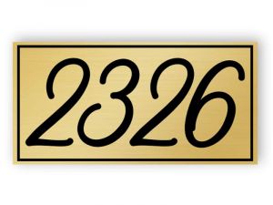 Gold house number sign