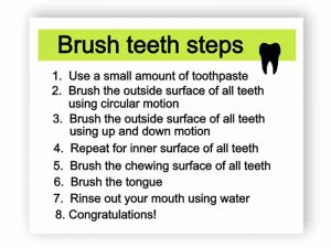 Brush teeth steps sign