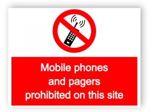 Mobile phones and pagers are prohibited sign