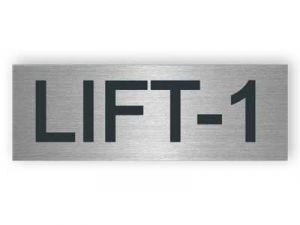 Stainless steel sign for lift