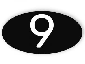 Black and white, round door number