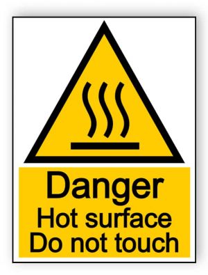 Danger hot surface do not touch - portrait sign