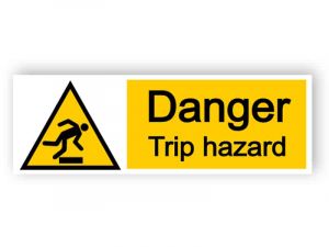 Danger trip hazard - landscape sign