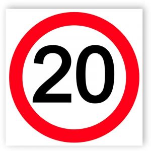 Maximum speed limit of 20 miles per hour sign