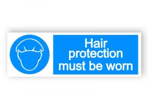 Hair protection must be worn - landscape sign
