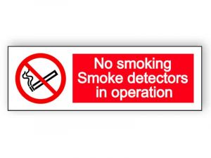 No smoking - smoke detectors in operation - landscape sign