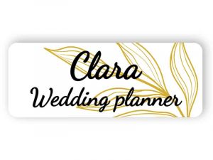 Name tag with gold leaves