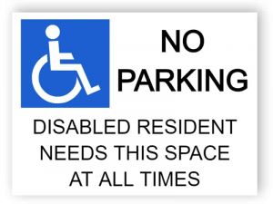 No parking - disabled needs this space