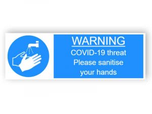 Warning - sanitise your hands - landscape sticker