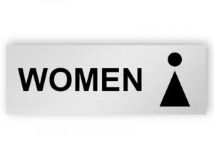 Silver toilet sign - women