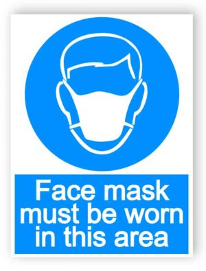 Face mask must be worn in this area - portrait sign