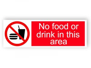 No food or drink in this area sign