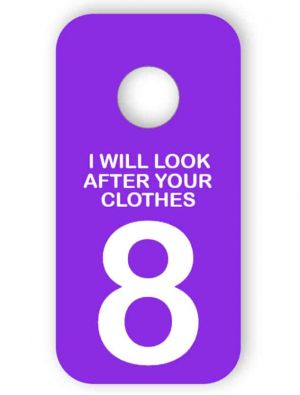 Violet cloakroom tag