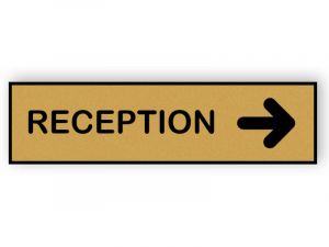 Reception sign with arrow