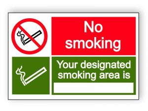 Designated smoking area is - landscape sign