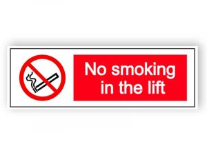 No smoking in the lift sign