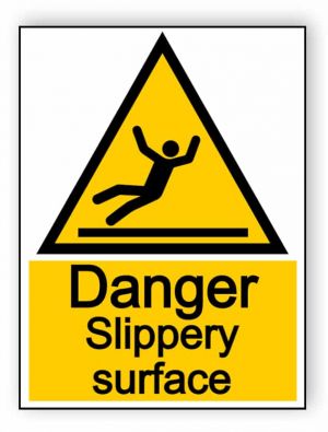 Danger slippery surface - portrait sign