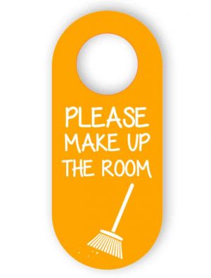 Make up the room - orange door hanger