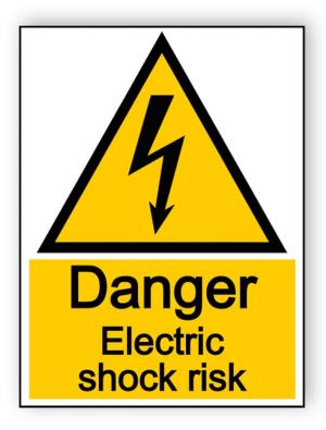 Danger electric shock risk - portrait sign