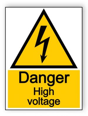 Danger high voltage - portrait sign