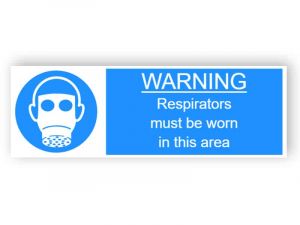 Warning - Respirators must be worn - landscape sticker