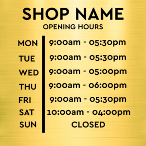 Brushed Metal Open/Closed Sign with gold effect