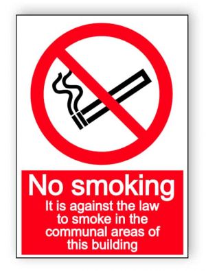 No smoking in communal area - portrait sign