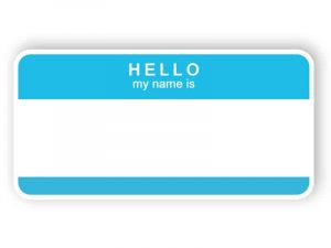 Hello my name is - light blue name tag