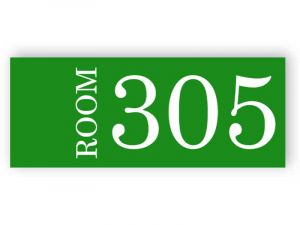 Green room number sign