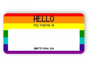 Hello my name is - rainbow name tag