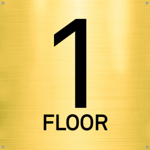 Floor numbering sign - brushed gold effect